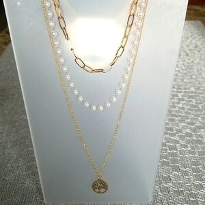 3 separate necklaces gold tone